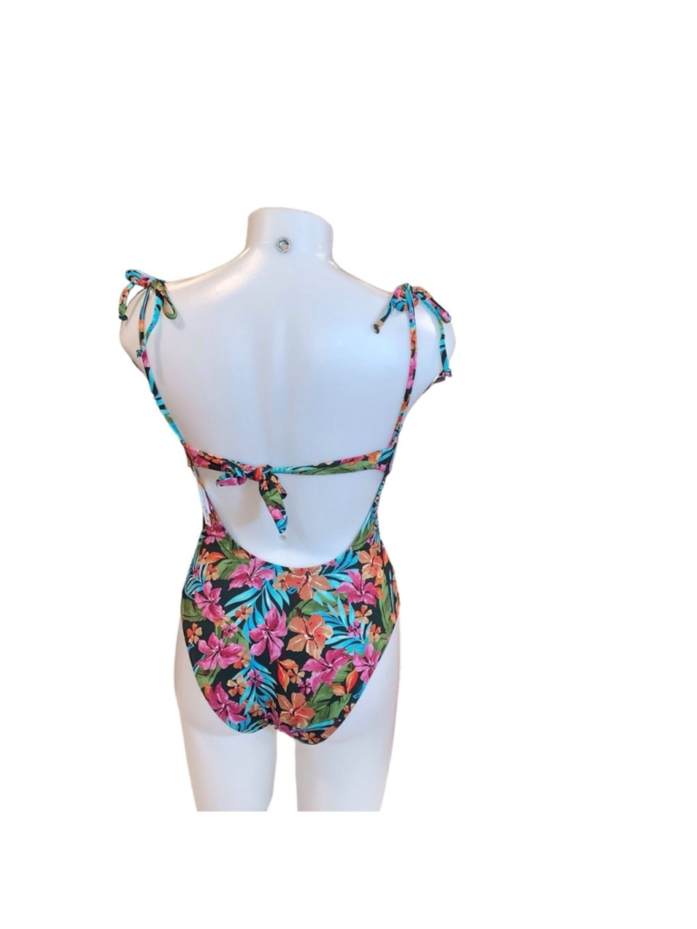 Lucky Brand Womens Size S Swimsuit One Piece Tank Vibrant Blue Pink Floral - Picture 3 of 3